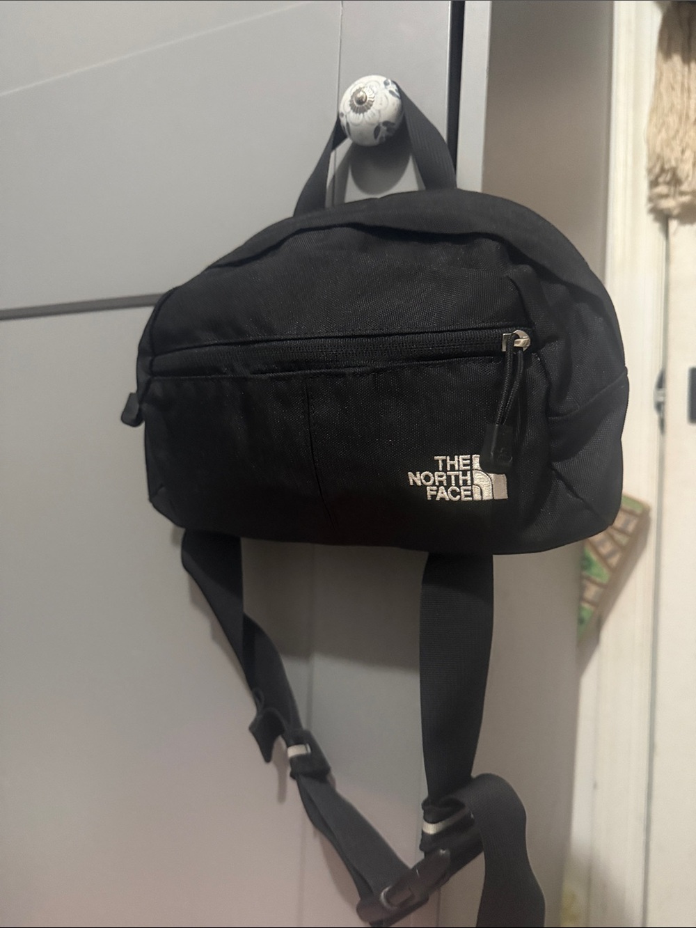 The North Face Black Belt Bag with White Logo